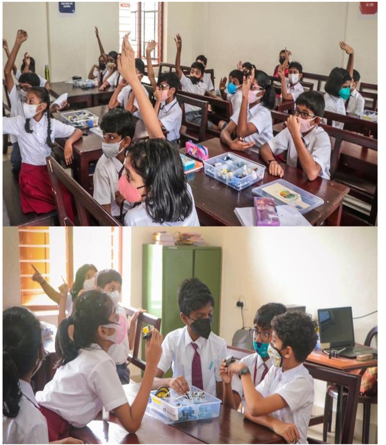 Students building robotics